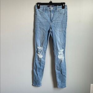 Hollister Light Wash Ripped Skinny Jeggings